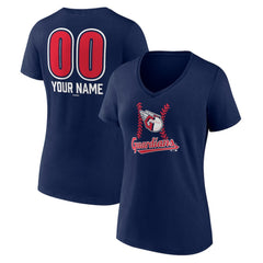 Cleveland Guardians Women's Personalized Name & Number Fastball V-Neck T-Shirt - Navy - MLB Online