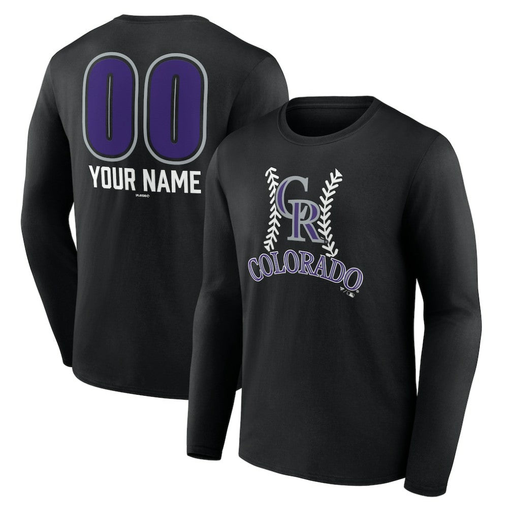 Colorado Rockies Personalized Name & Number Fastball Long Sleeve T-Shirt - Black - MLB Online