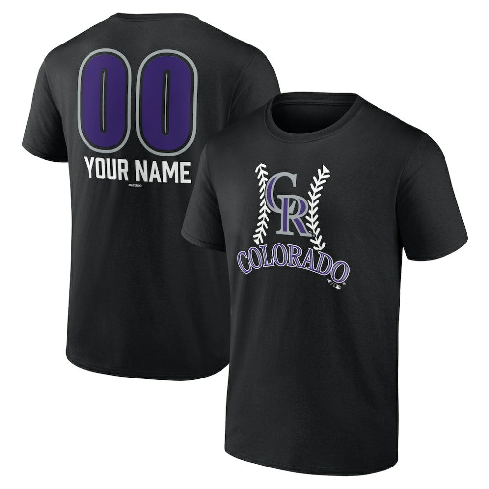 Colorado Rockies Personalized Name & Number Fastball T-Shirt - Black - MLB Lifestyle