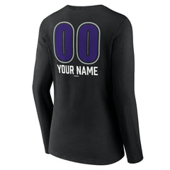 Colorado Rockies Women's Personalized Name & Number Fastball Long Sleeve V-Neck T-Shirt - Black - MLB Sale