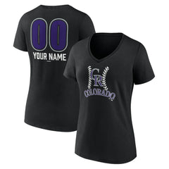 Colorado Rockies Women's Personalized Name & Number Fastball V-Neck T-Shirt - Black - MLB Online