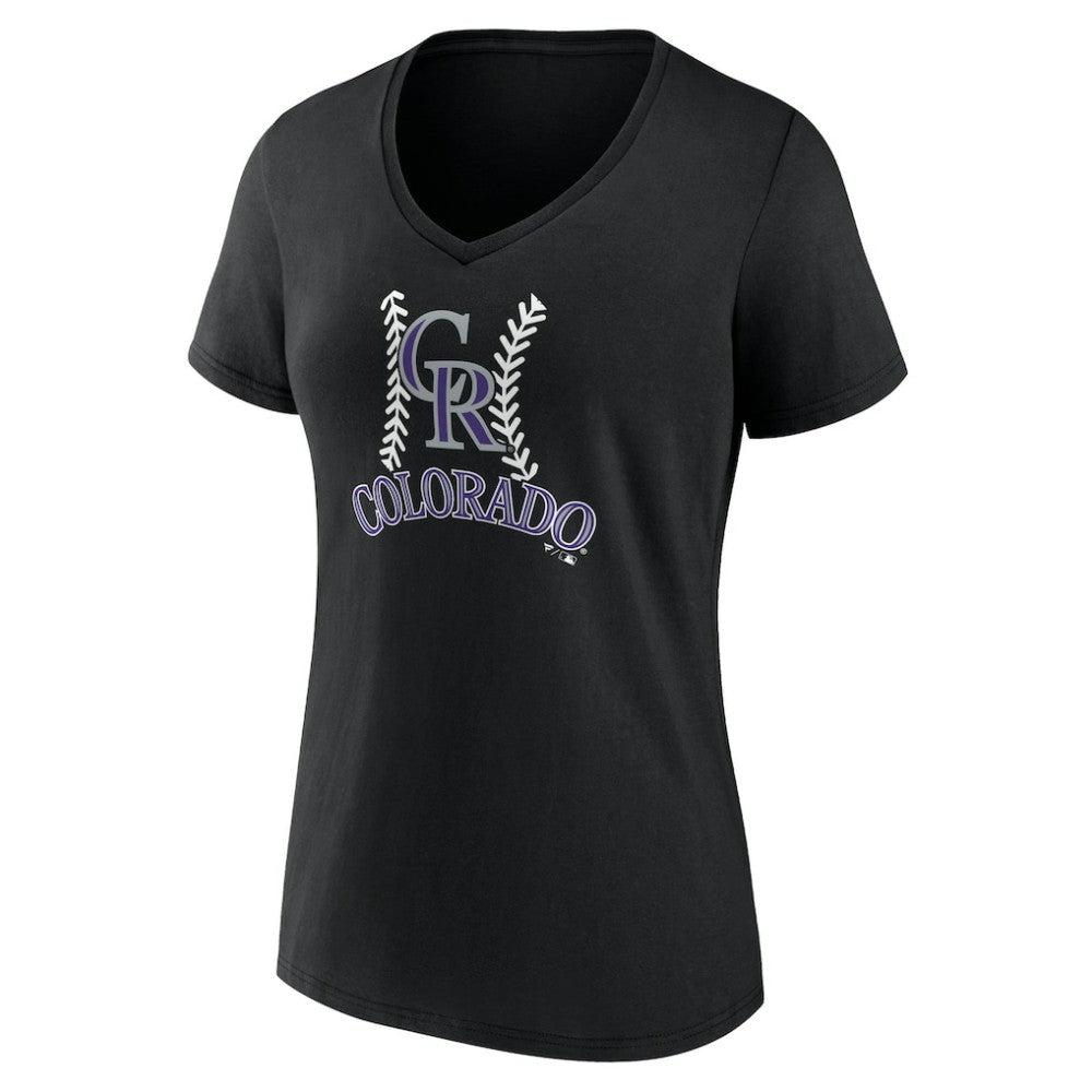 Colorado Rockies Women's Personalized Name & Number Fastball V-Neck T-Shirt - Black - MLB Online