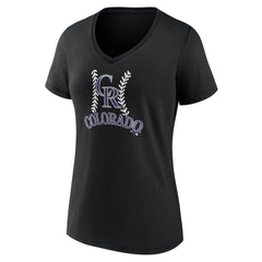 Colorado Rockies Women's Personalized Name & Number Fastball V-Neck T-Shirt - Black - MLB Online
