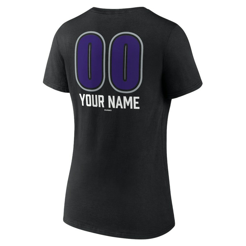 Colorado Rockies Women's Personalized Name & Number Fastball V-Neck T-Shirt - Black - MLB Online