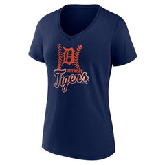 Detroit Tigers Women's Personalized Name & Number Fastball V-Neck T-Shirt - Navy - MLB on Sale