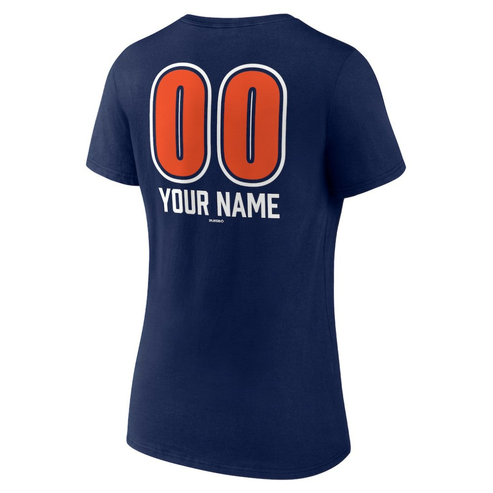 Detroit Tigers Women's Personalized Name & Number Fastball V-Neck T-Shirt - Navy - MLB on Sale