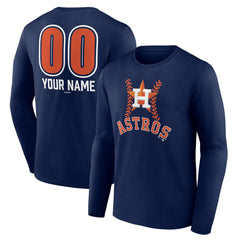 Houston Astros Personalized Name & Number Fastball Long Sleeve T-Shirt - Navy - MLB Lifestyle