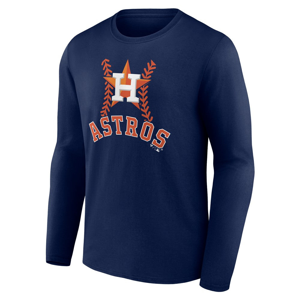 Houston Astros Personalized Name & Number Fastball Long Sleeve T-Shirt - Navy - MLB Lifestyle
