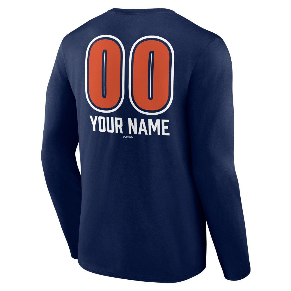 Houston Astros Personalized Name & Number Fastball Long Sleeve T-Shirt - Navy - MLB Lifestyle