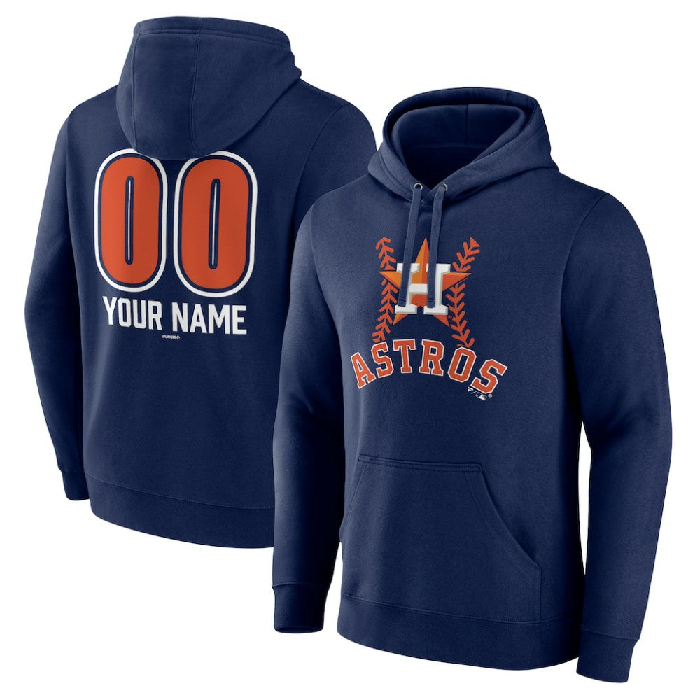 Houston Astros Personalized Name & Number Fastball Pullover Hoodie - Navy - MLB Lifestyle