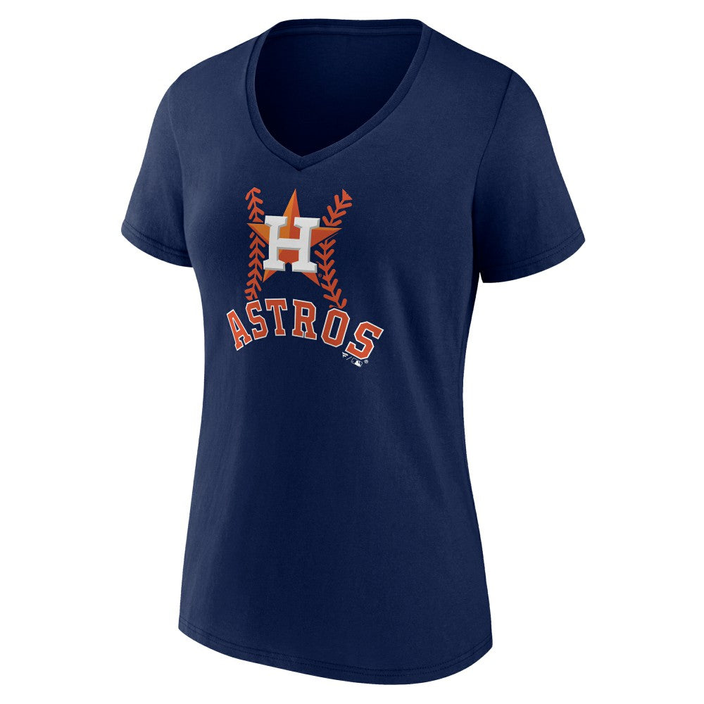 Houston Astros Women's Personalized Name & Number Fastball V-Neck T-Shirt - Navy - MLB Lifestyle