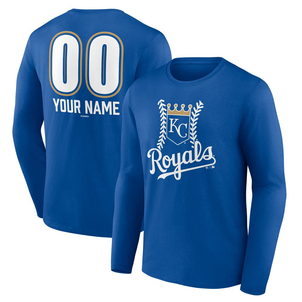 Kansas City Royals Personalized Name & Number Fastball Long Sleeve T-Shirt - Royal - MLB Sale