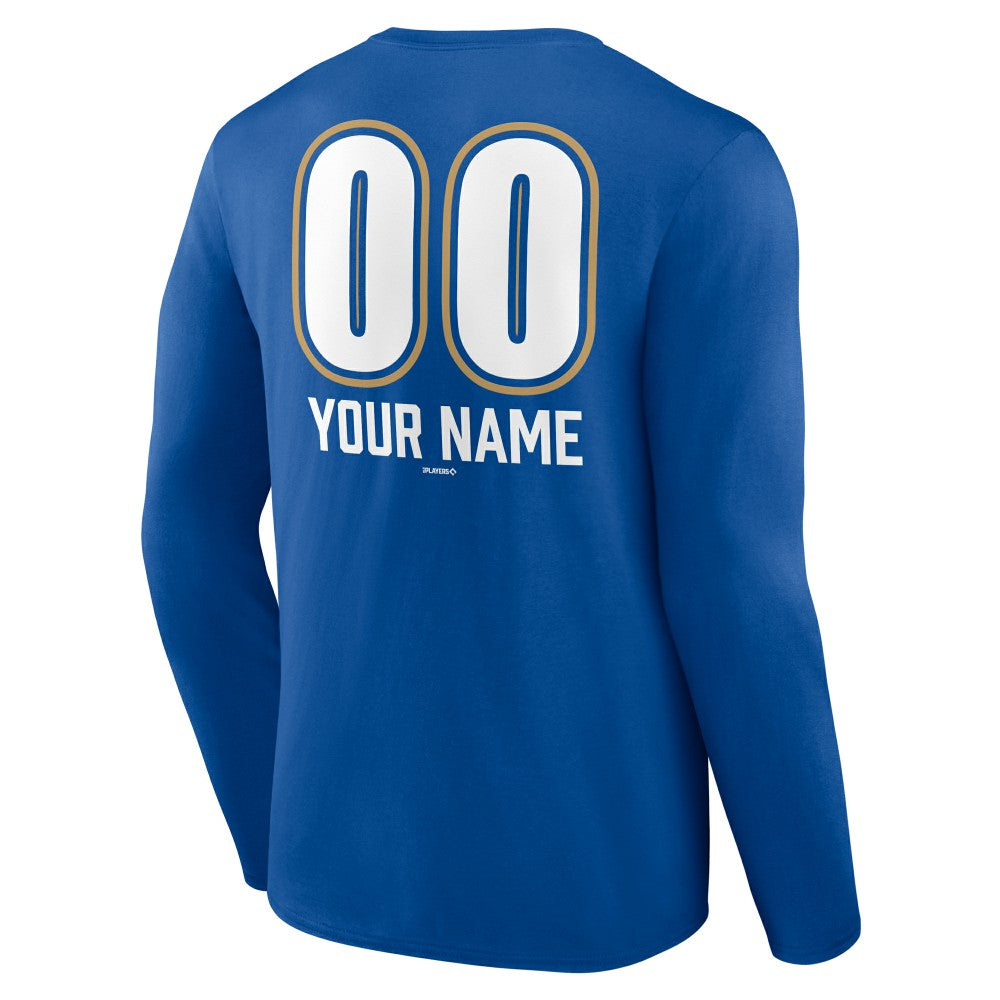 Kansas City Royals Personalized Name & Number Fastball Long Sleeve T-Shirt - Royal - MLB Sale