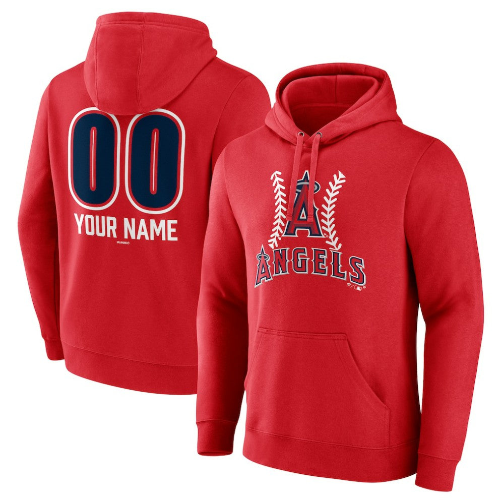 Los Angeles Angels Personalized Name & Number Fastball Pullover Hoodie - Red - MLB Lifestyle