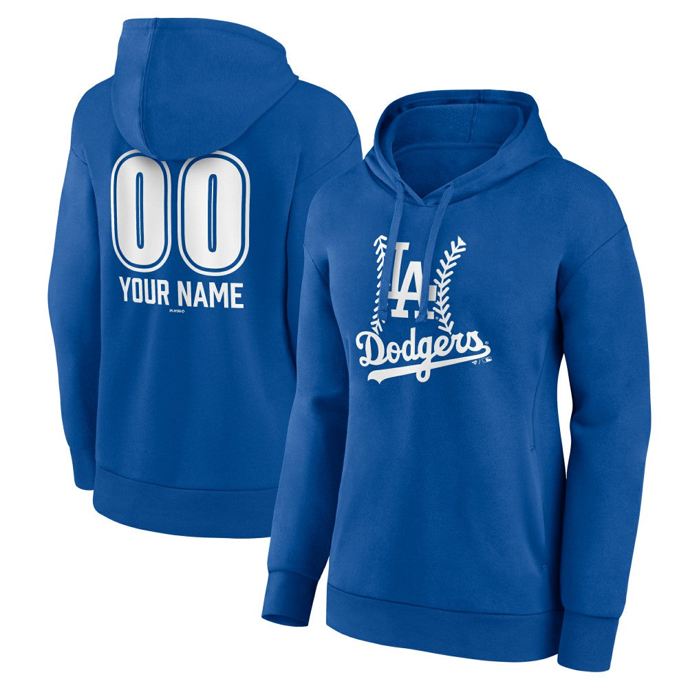 Los Angeles Dodgers Women's Personalized Name & Number Fastball Pullover Hoodie - Royal - MLB Discount