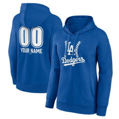 Los Angeles Dodgers Women's Personalized Name & Number Fastball Pullover Hoodie - Royal - MLB Discount