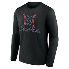 Miami Marlins Personalized Name & Number Fastball Long Sleeve T-Shirt - Black - MLB Sale