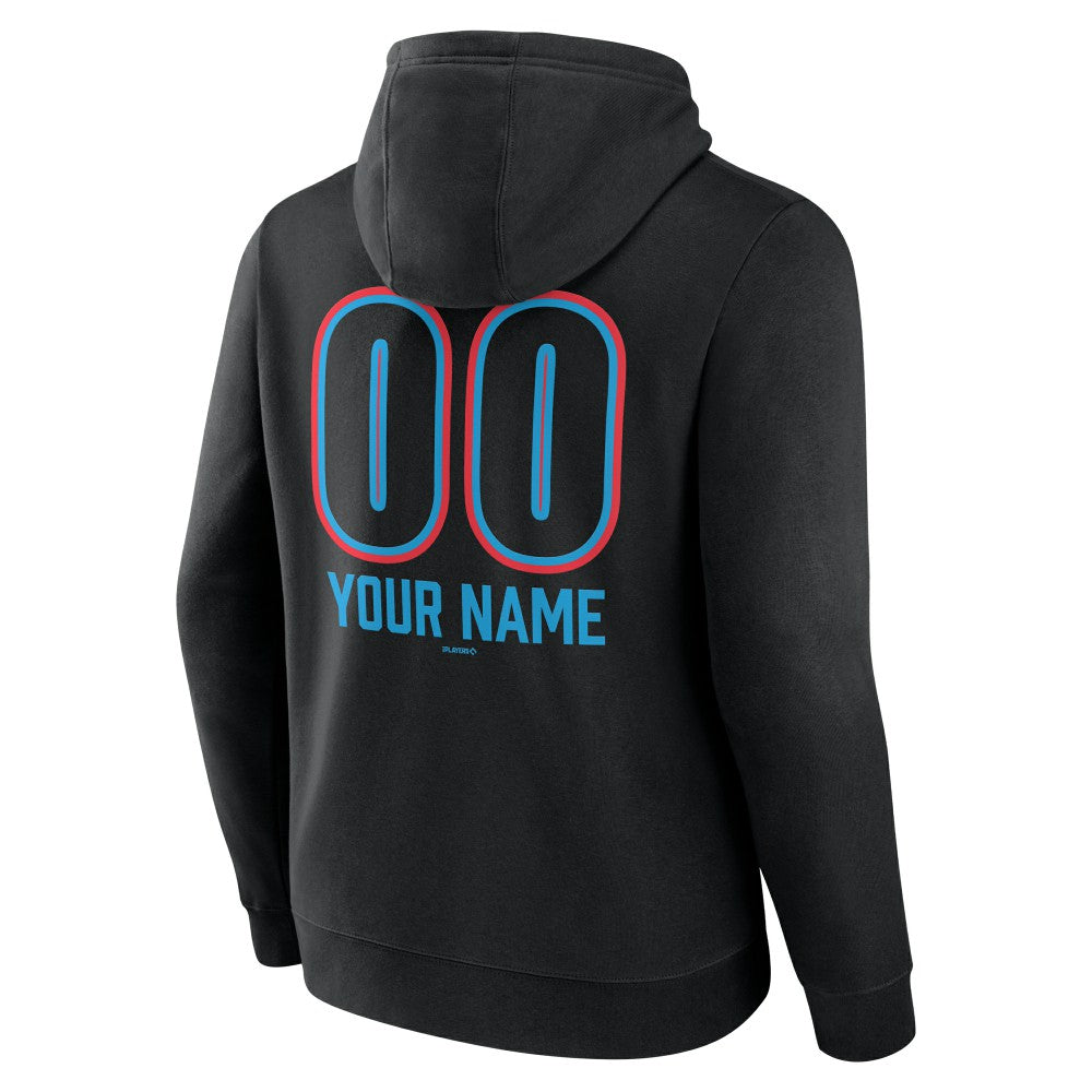 Miami Marlins Personalized Name & Number Fastball Pullover Hoodie - Black - MLB Online