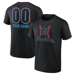 Miami Marlins Personalized Name & Number Fastball T-Shirt - Black - MLB Lifestyle