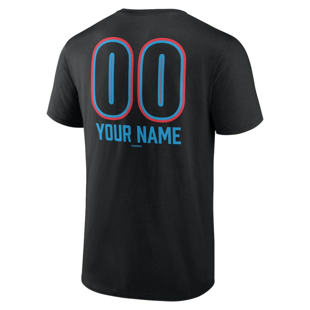 Miami Marlins Personalized Name & Number Fastball T-Shirt - Black - MLB Lifestyle