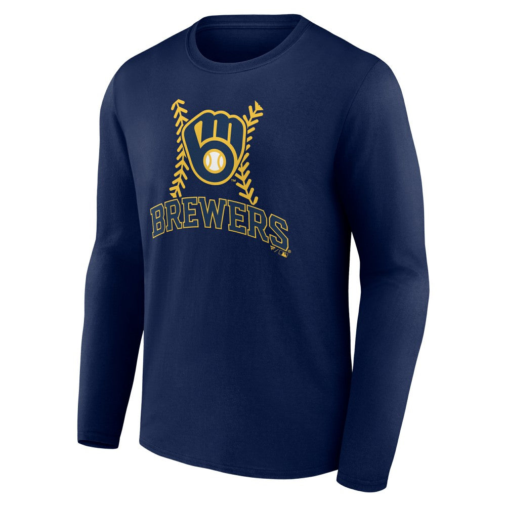 Milwaukee Brewers Personalized Name & Number Fastball Long Sleeve T-Shirt - Navy - MLB Online