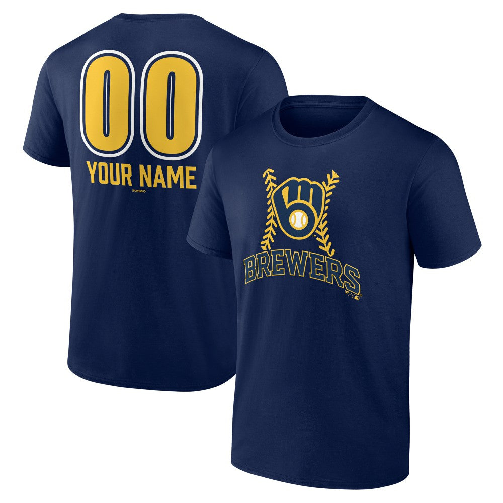 Milwaukee Brewers Personalized Name & Number Fastball T-Shirt - Navy - MLB Lifestyle
