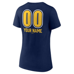 Milwaukee Brewers Women's Personalized Name & Number Fastball V-Neck T-Shirt - Navy - MLB Discount