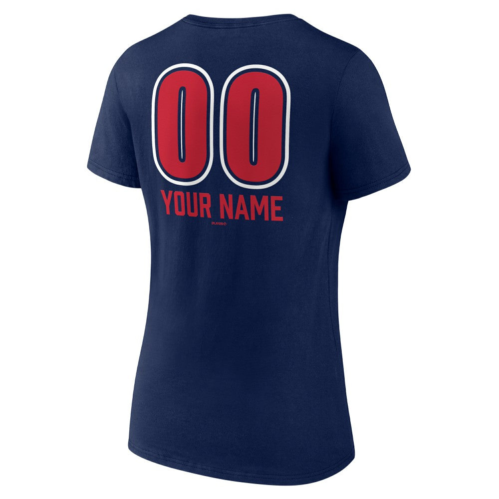 Minnesota Twins Women's Personalized Name & Number Fastball V-Neck T-Shirt - Navy - MLB on Sale