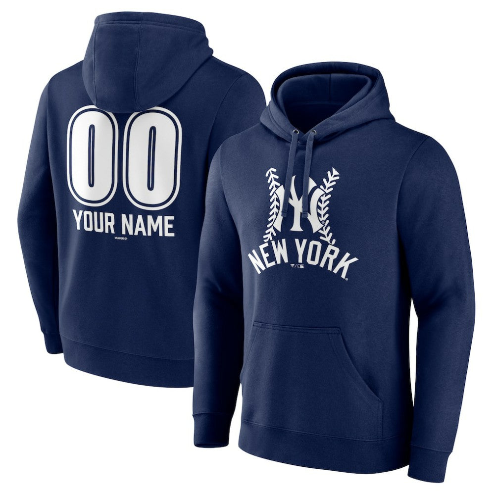 New York Yankees Personalized Name & Number Fastball Pullover Hoodie - Navy - MLB Discount