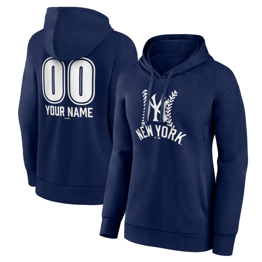 New York Yankees Women's Personalized Name & Number Fastball Pullover Hoodie - Navy - MLB Discount