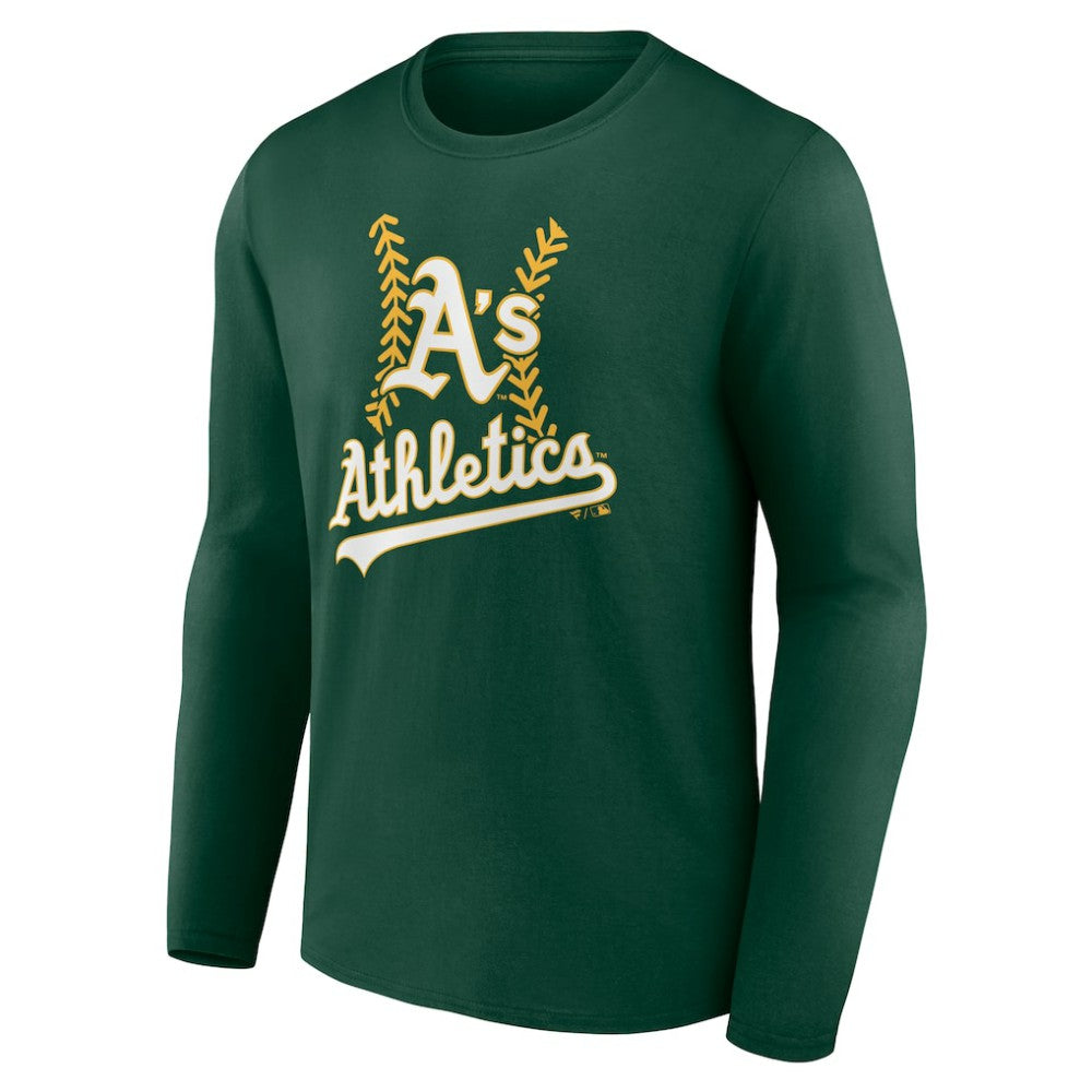 Athletics Personalized Name & Number Fastball Long Sleeve T-Shirt - Green - MLB Discount