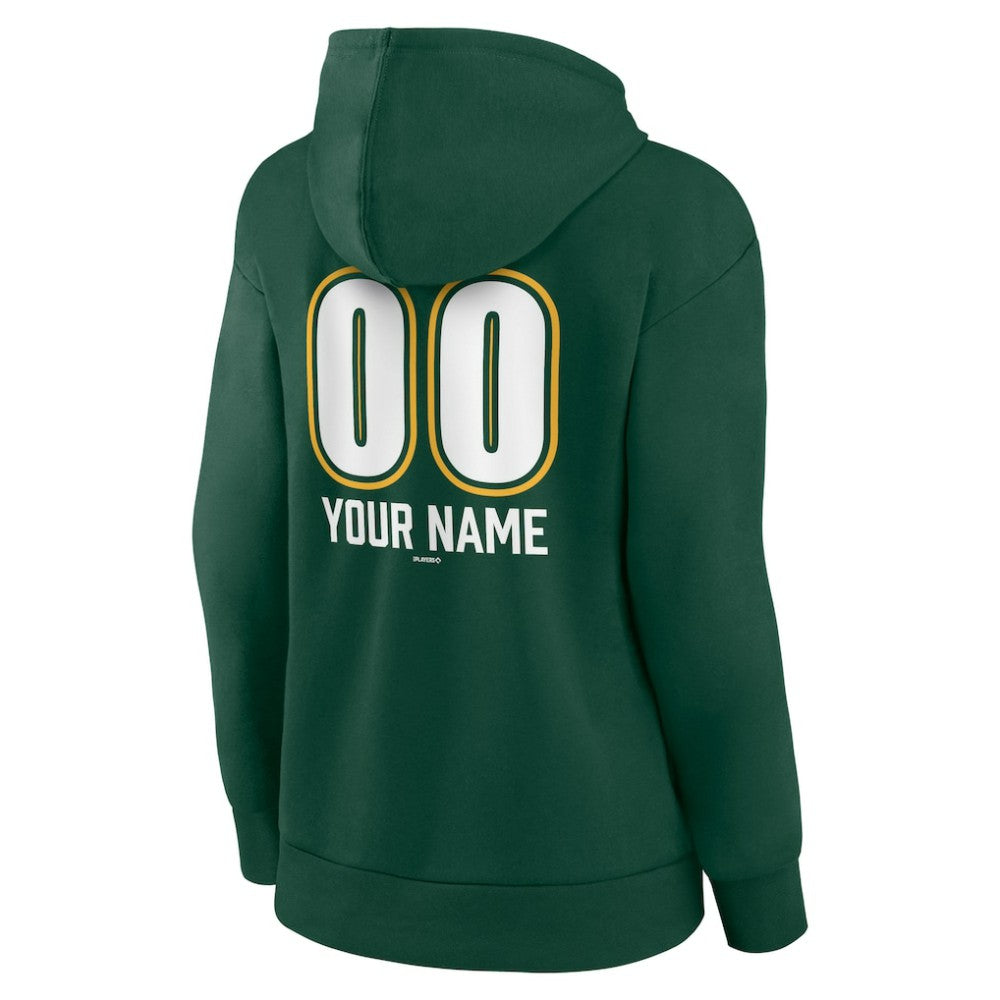 Athletics Women's Personalized Name & Number Fastball Pullover Hoodie - Green - MLB on Sale
