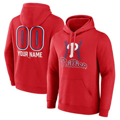 Philadelphia Phillies Personalized Name & Number Fastball Pullover Hoodie - Red - MLB Lifestyle