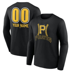 Pittsburgh Pirates Personalized Name & Number Fastball Long Sleeve T-Shirt - Black - MLB on Sale