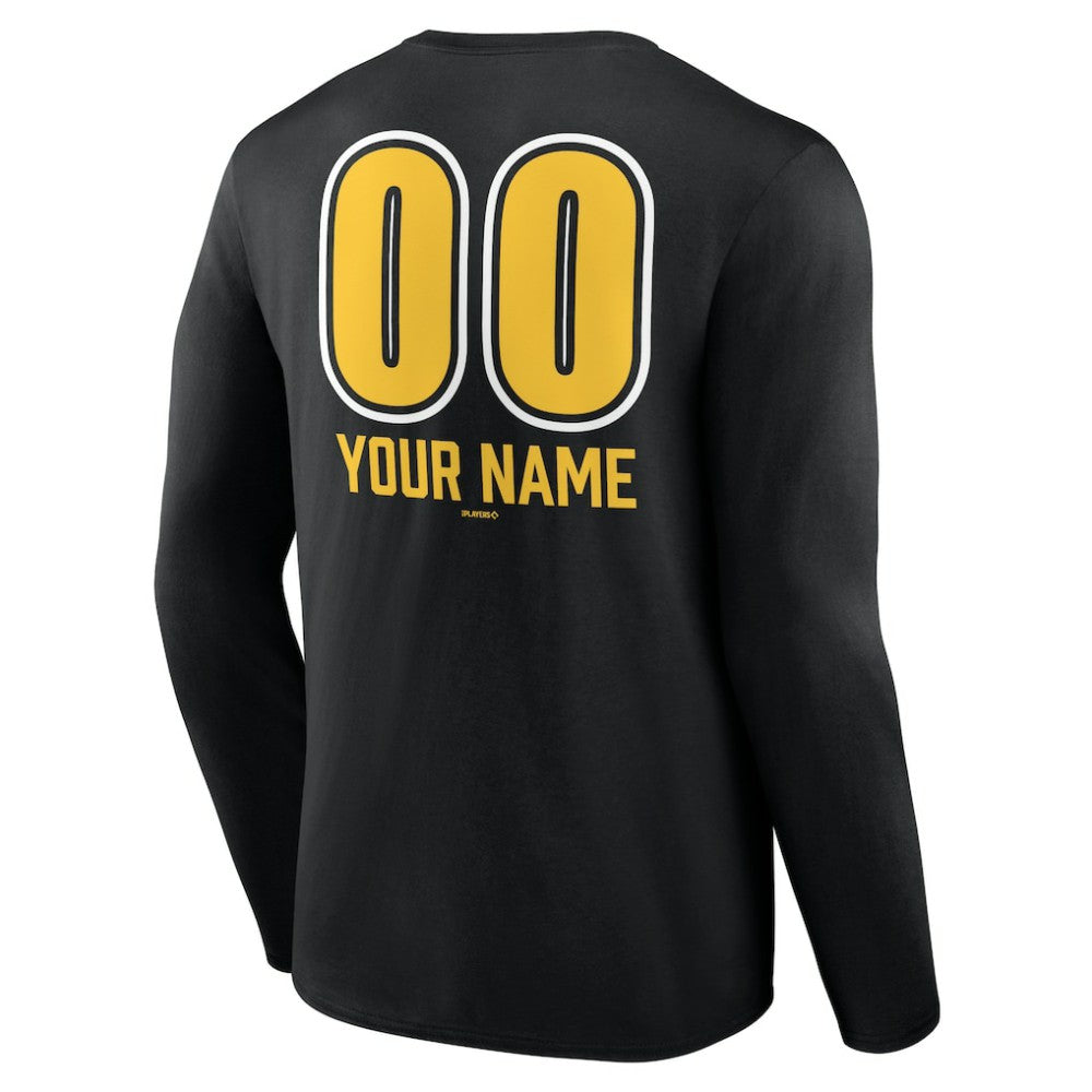 Pittsburgh Pirates Personalized Name & Number Fastball Long Sleeve T-Shirt - Black - MLB on Sale