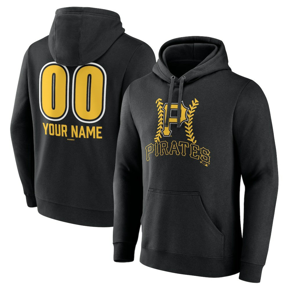 Pittsburgh Pirates Personalized Name & Number Fastball Pullover Hoodie - Black - MLB on Sale