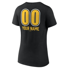 Pittsburgh Pirates Women's Personalized Name & Number Fastball V-Neck T-Shirt - Black - MLB Lifestyle