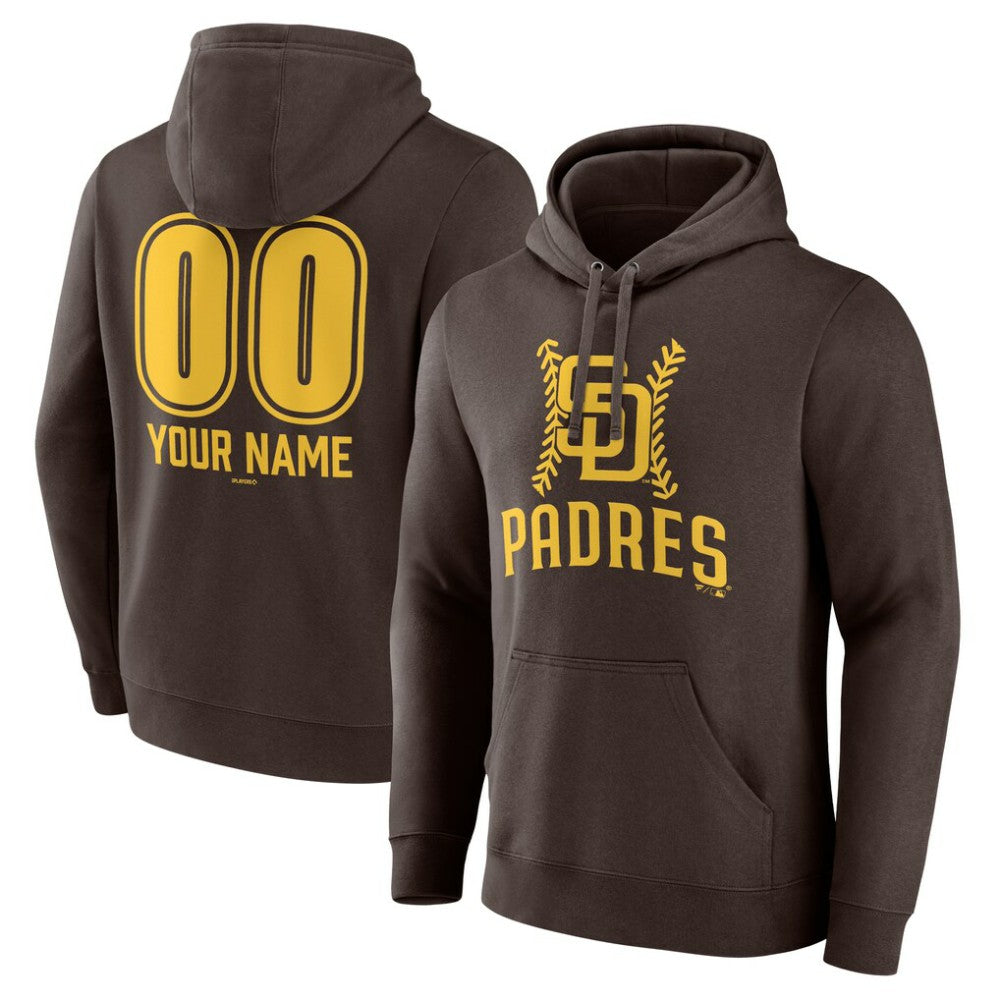 San Diego Padres Personalized Name & Number Fastball Pullover Hoodie - Brown - MLB Online