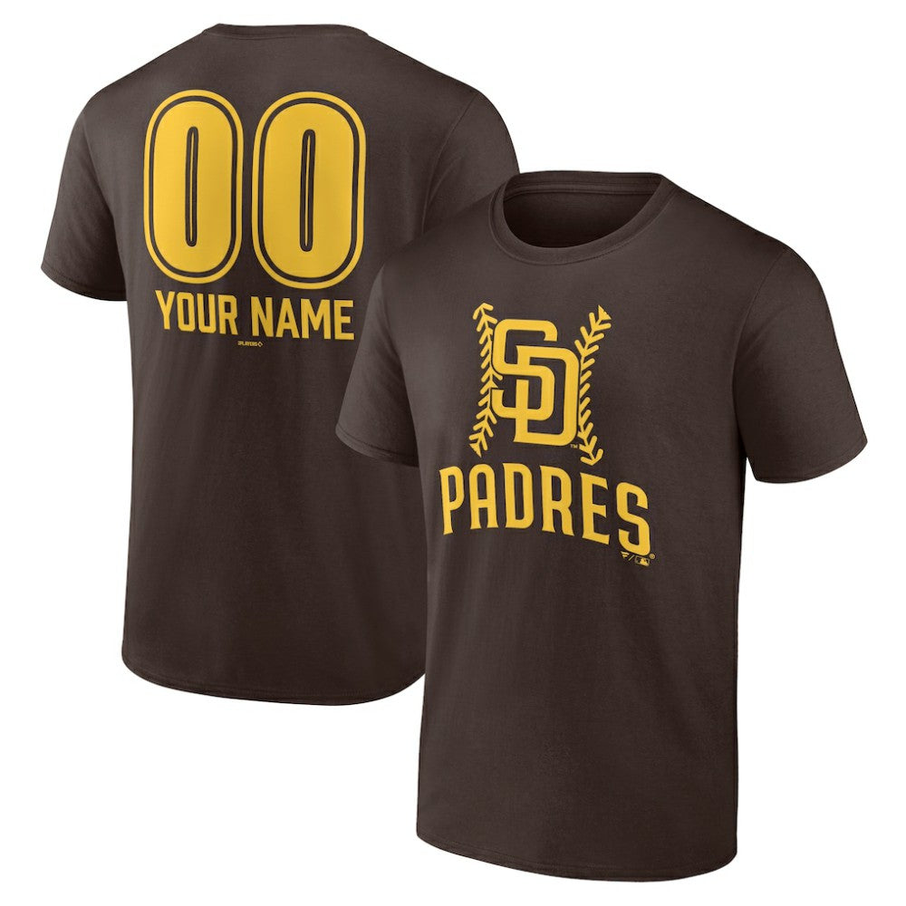 San Diego Padres Personalized Name & Number Fastball T-Shirt - Brown - MLB Lifestyle