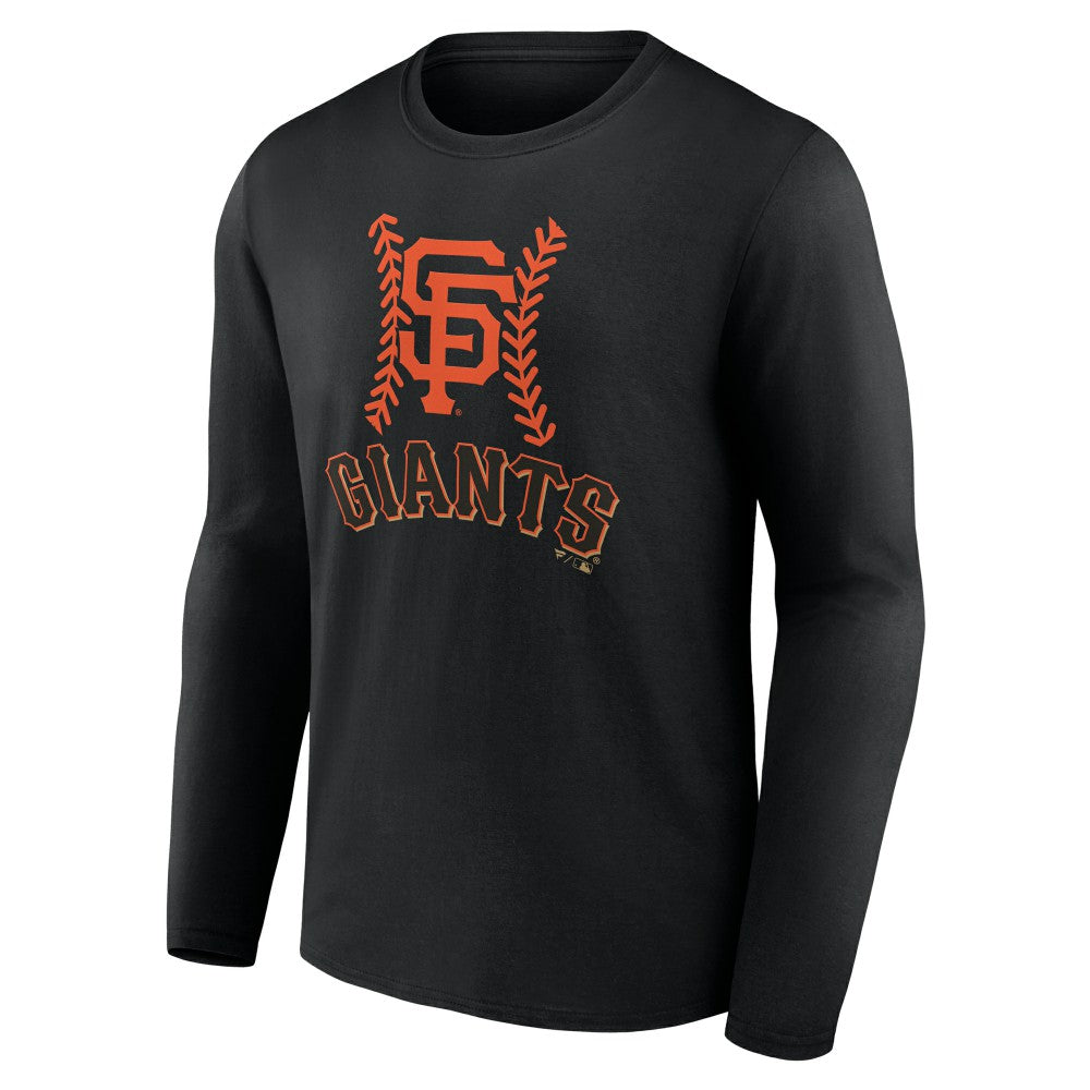 San Francisco Giants Personalized Name & Number Fastball Long Sleeve T-Shirt - Black - MLB Lifestyle