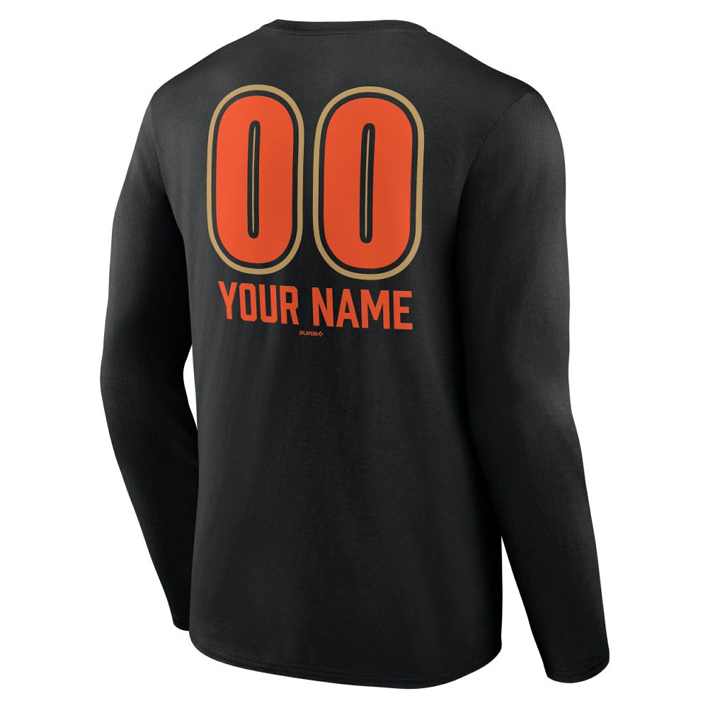 San Francisco Giants Personalized Name & Number Fastball Long Sleeve T-Shirt - Black - MLB Lifestyle