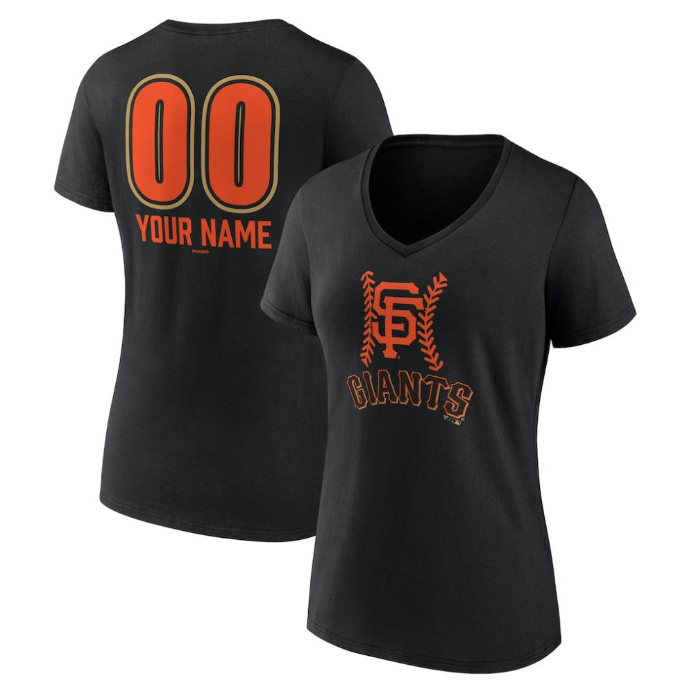 San Francisco Giants Women's Personalized Name & Number Fastball V-Neck T-Shirt - Black - MLB Online