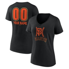 San Francisco Giants Women's Personalized Name & Number Fastball V-Neck T-Shirt - Black - MLB Online