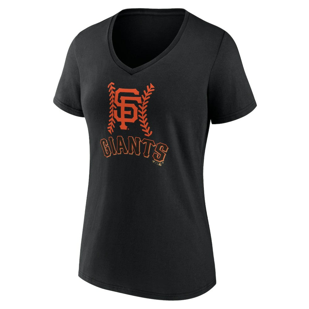 San Francisco Giants Women's Personalized Name & Number Fastball V-Neck T-Shirt - Black - MLB Online