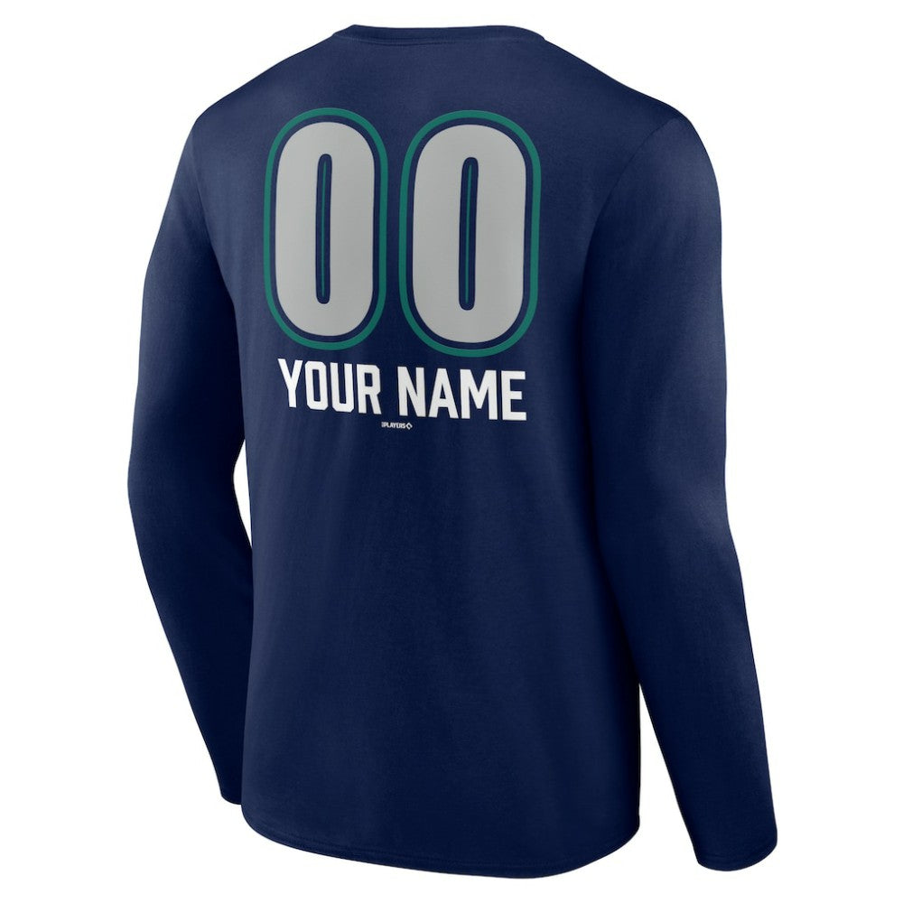 Seattle Mariners Personalized Name & Number Fastball Long Sleeve T-Shirt - Navy - MLB Sale
