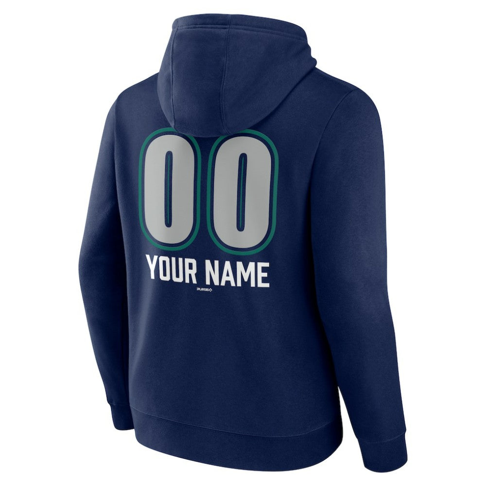 Seattle Mariners Personalized Name & Number Fastball Pullover Hoodie - Navy - MLB Sale