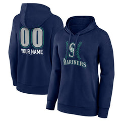 Seattle Mariners Women's Personalized Name & Number Fastball Pullover Hoodie - Navy - MLB Sale