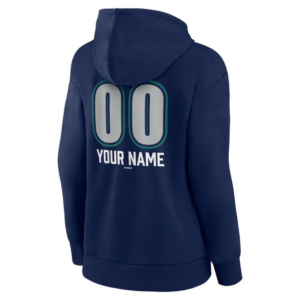 Seattle Mariners Women's Personalized Name & Number Fastball Pullover Hoodie - Navy - MLB Sale