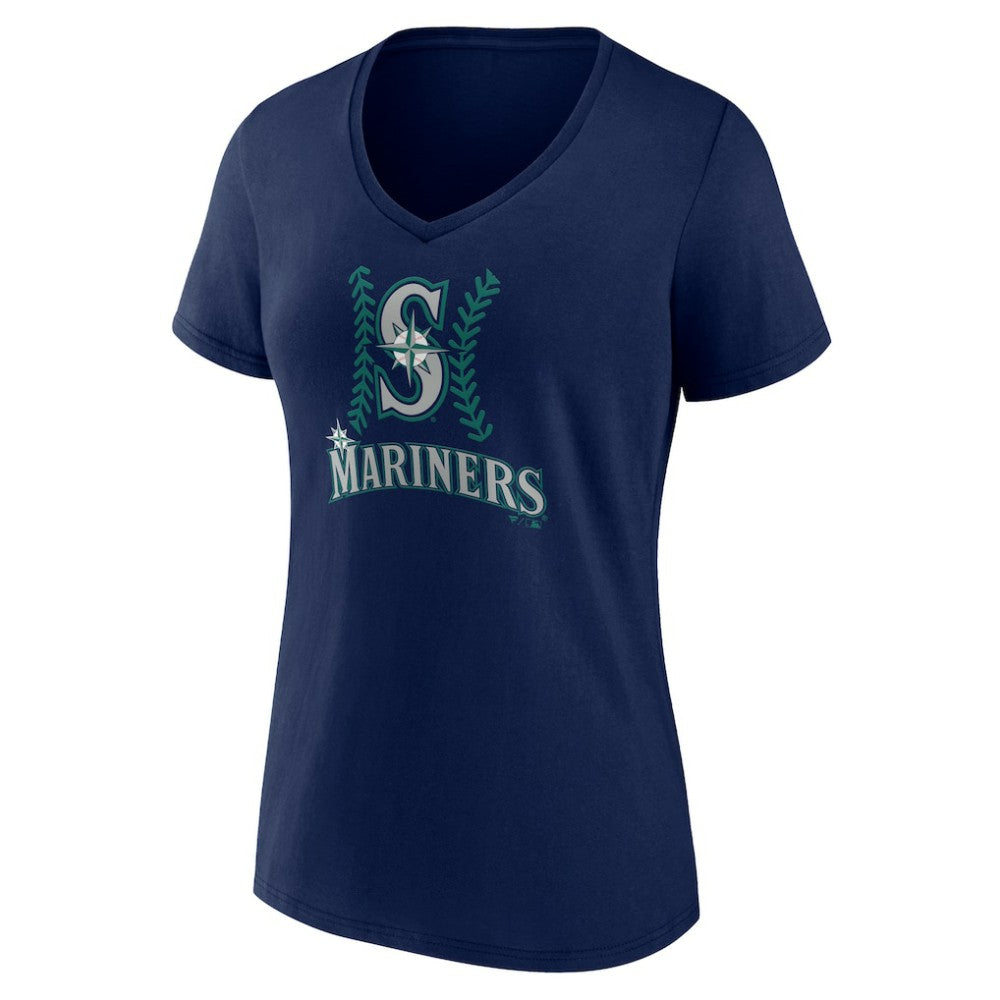 Seattle Mariners Women's Personalized Name & Number Fastball V-Neck T-Shirt - Navy - MLB Online