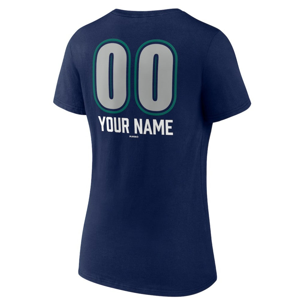 Seattle Mariners Women's Personalized Name & Number Fastball V-Neck T-Shirt - Navy - MLB Online